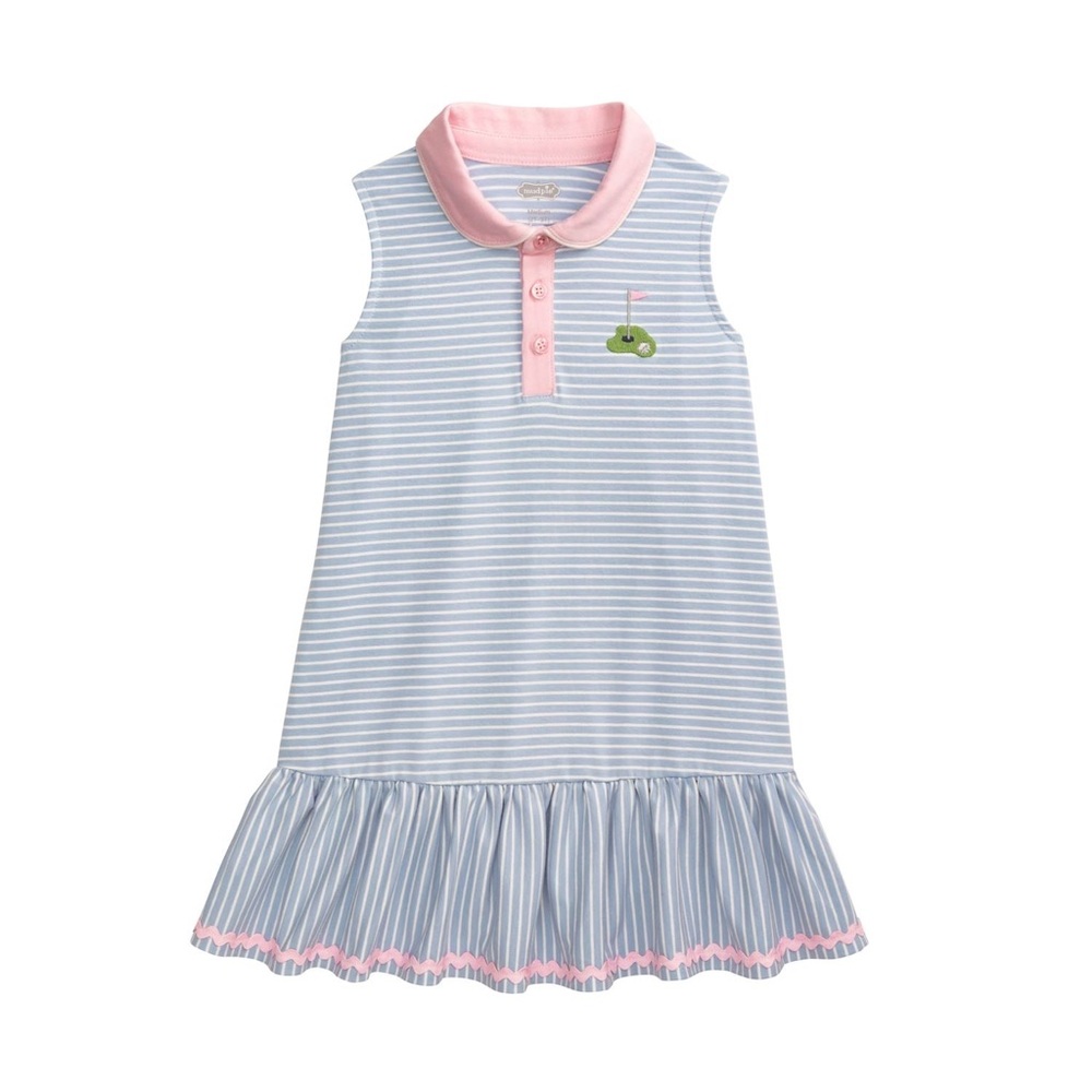 Mud Pie Blue and Pink Striped Golf Casual Dress 12-18 months 2T 3T 4T 5T